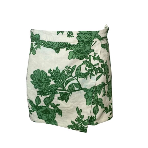 Rococo Sand Green Floral Wrap Mini Skirt - Picture 4 of 8